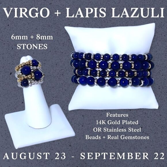 NWT Wool + Pepper Co. Virgo + Lapis Lazuli Bracelet - Zodiac x Gemstone - Picture 1 of 14